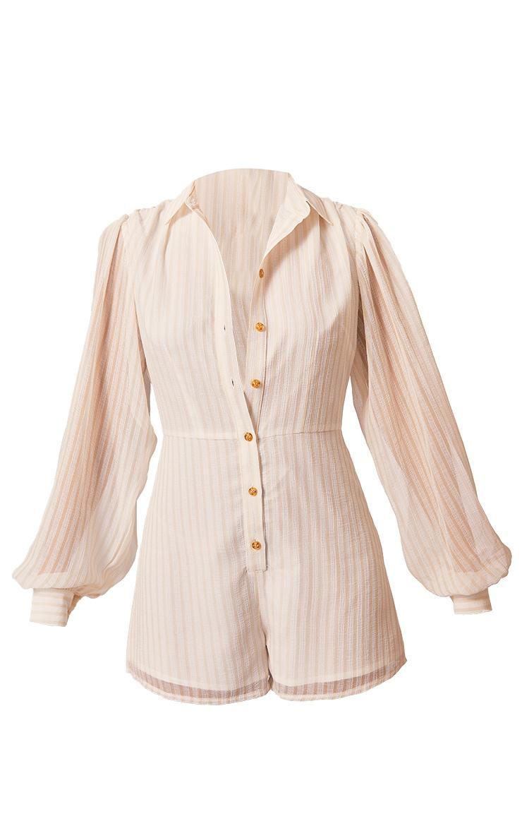 Stone Stripe Balloon Sleeve Shirt Romper Product Image