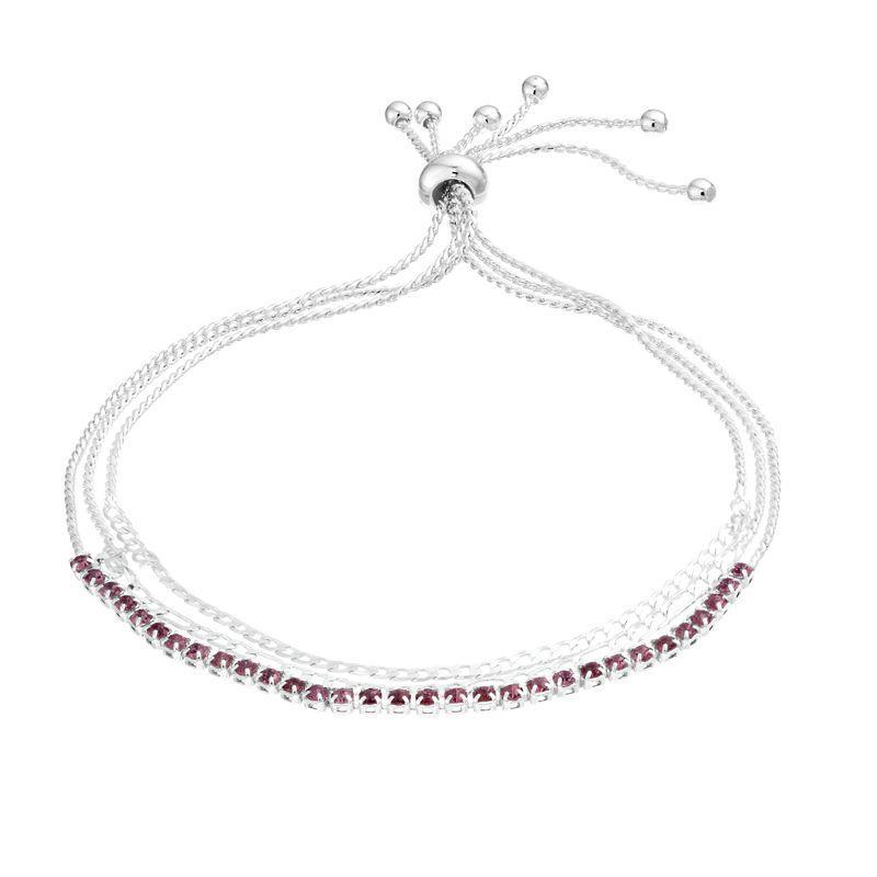 City Luxe Crystal Simulated Birthstone Multi-Strand Adjustable Chain Bracelet, Womens, Silver Tone February Product Image