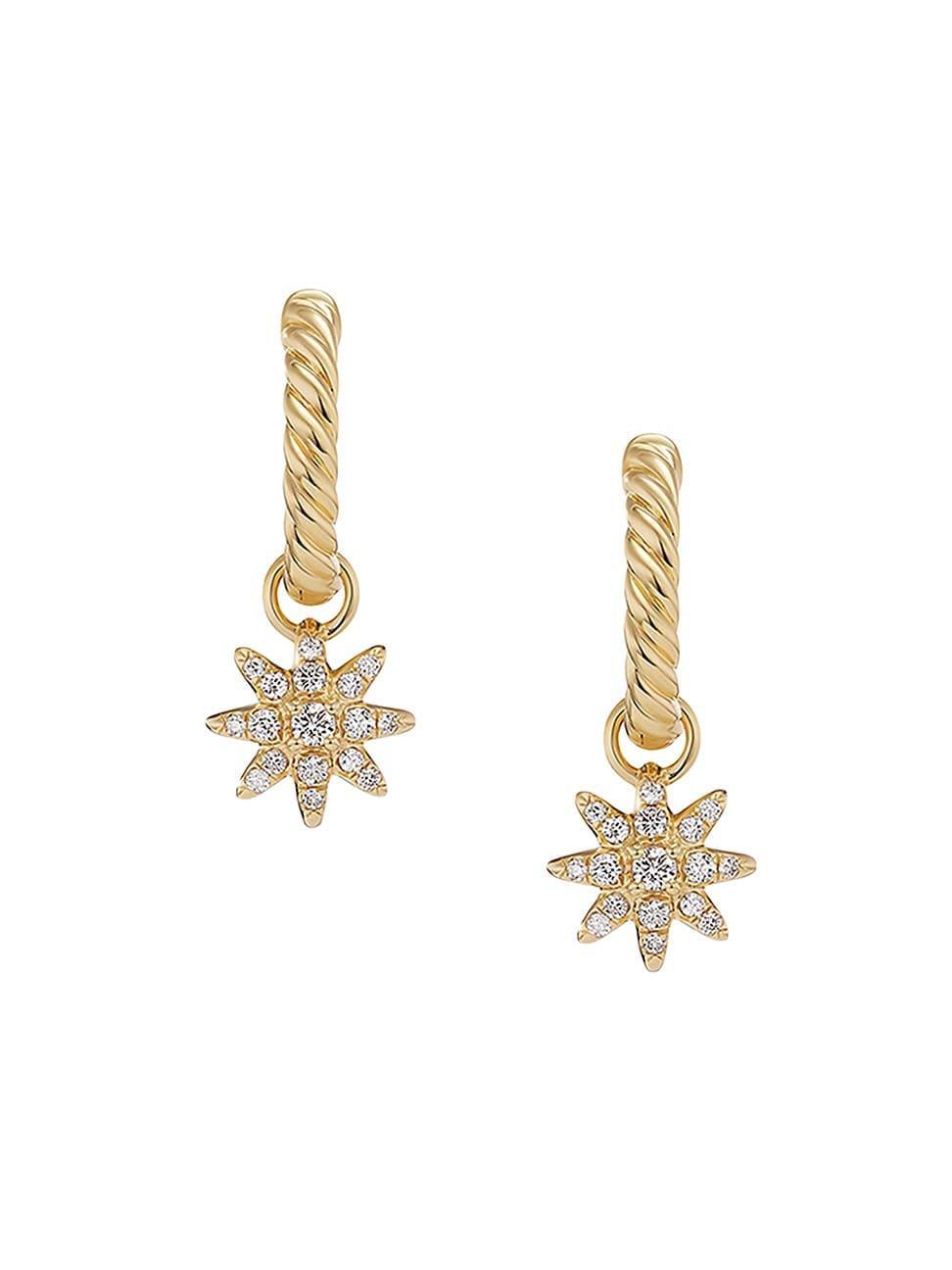 Womens Petite Starburst Drop Earrings in 18K Yellow Gold with Diamonds Product Image