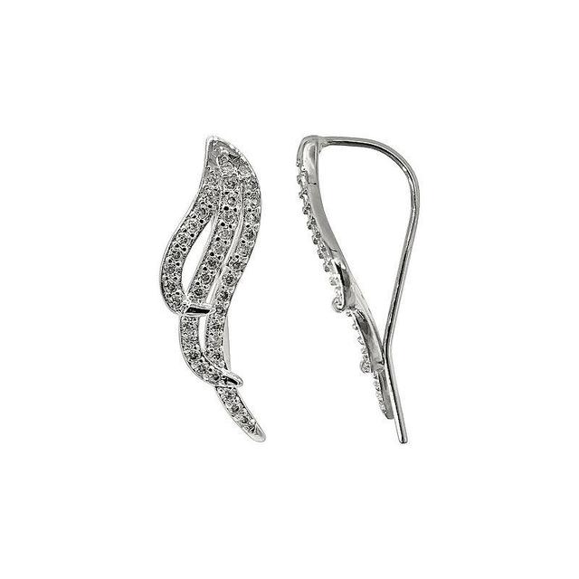 Adornia Silver Tone Cubic Zirconia Wing Climber Earrings, Womens Product Image