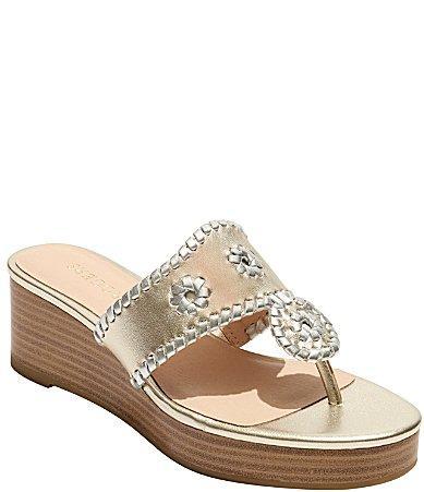 Jack Rogers Jacks Mid Wedge - Stacked - Nappa (Platinum Women's Sandals Product Image