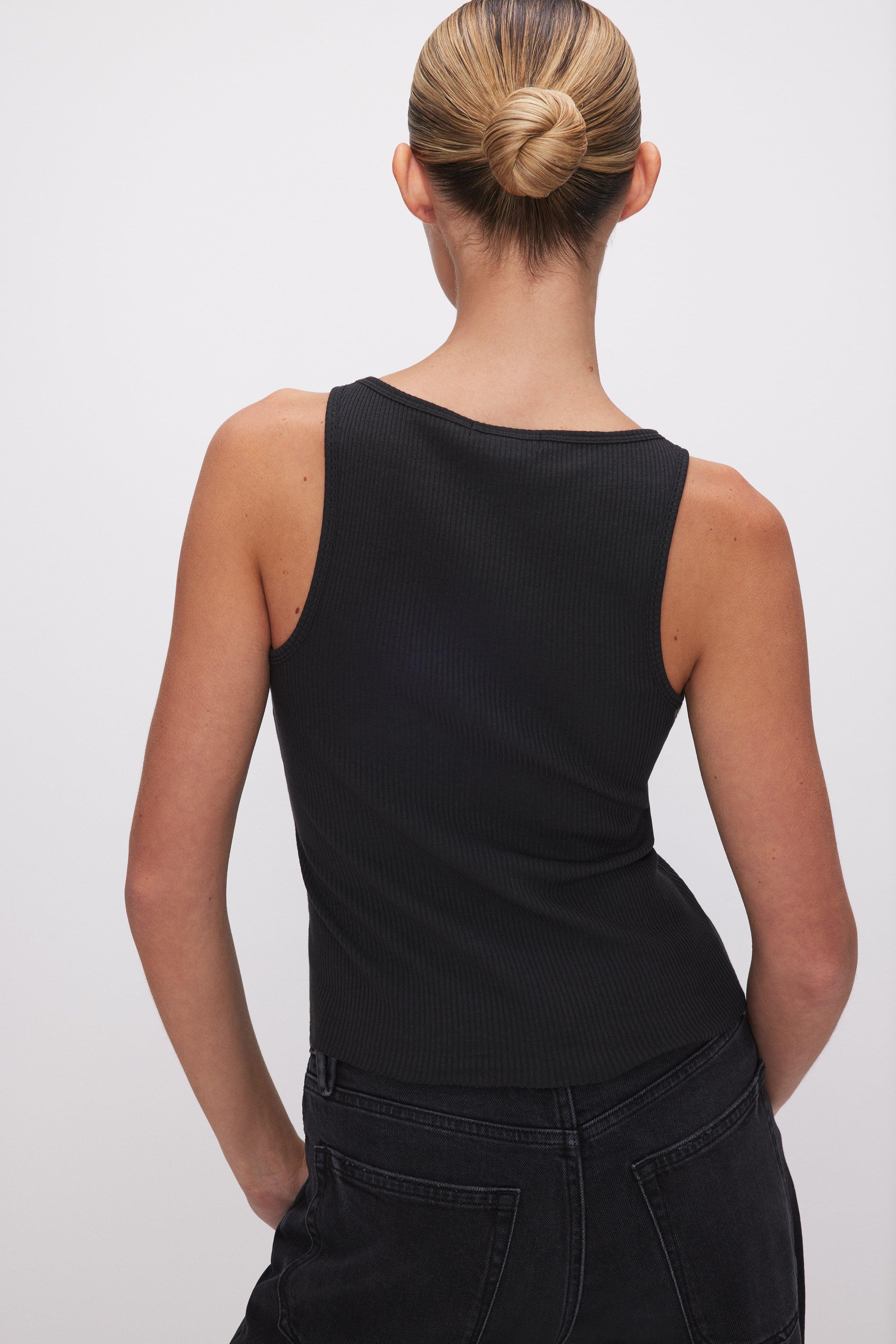 LIGHTWEIGHT RIBBED COTTON TANK | BLACK001 Product Image