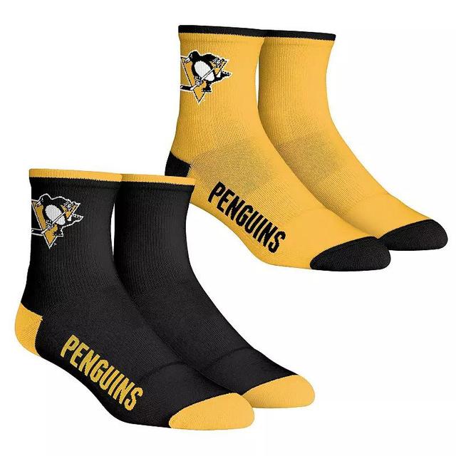 Mens Rock Em Socks Pittsburgh Penguins Core Team 2-Pack Quarter Length Sock Set - Black Product Image