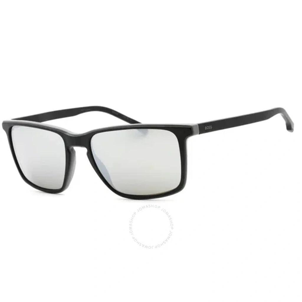 Silver Mirror Rectangular Men's Sunglasses Boss 1556/o/s 0o6w/t4 57 In Black Product Image