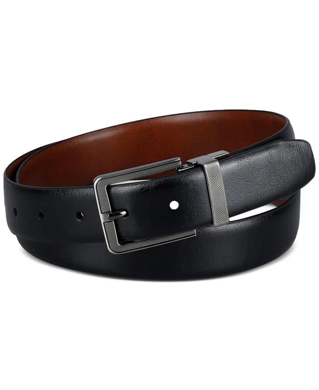 Kenneth Cole Reaction Mens Reversible Faux-Leather Harness-Buckle Belt - Black Product Image