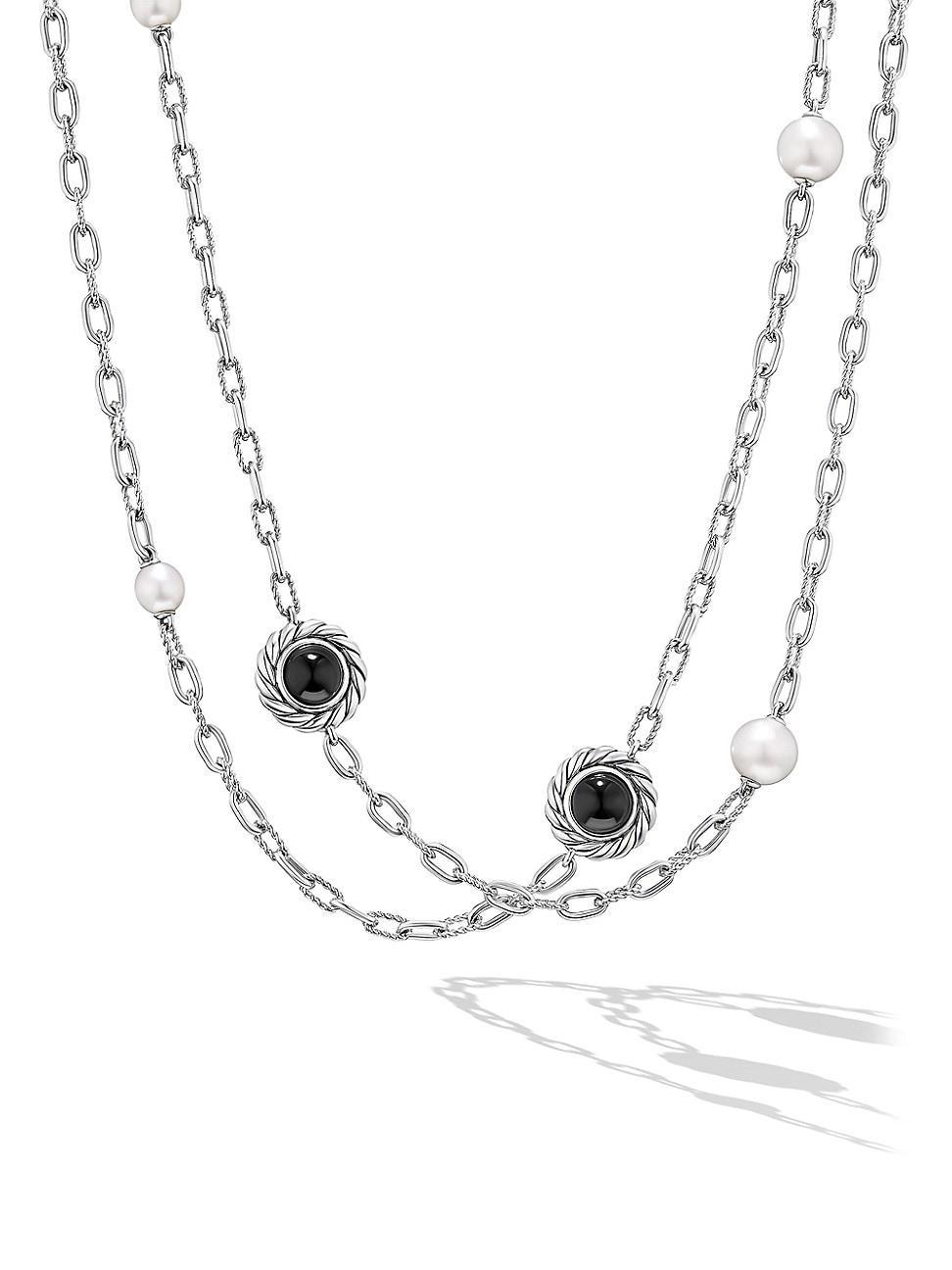 Womens Pearl Classics Station Chain Necklace in Sterling Silver Product Image