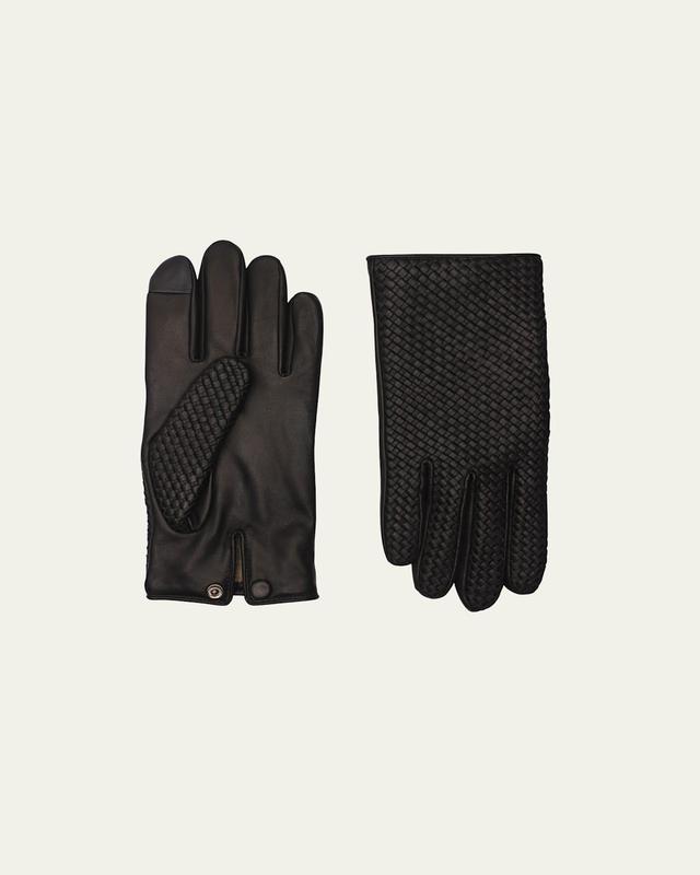 Mens Woven Patina Leather Gloves Product Image