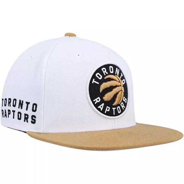 Mens Mitchell & Ness White/Gold Toronto Raptors Side Core 2.0 Snapback Hat Product Image