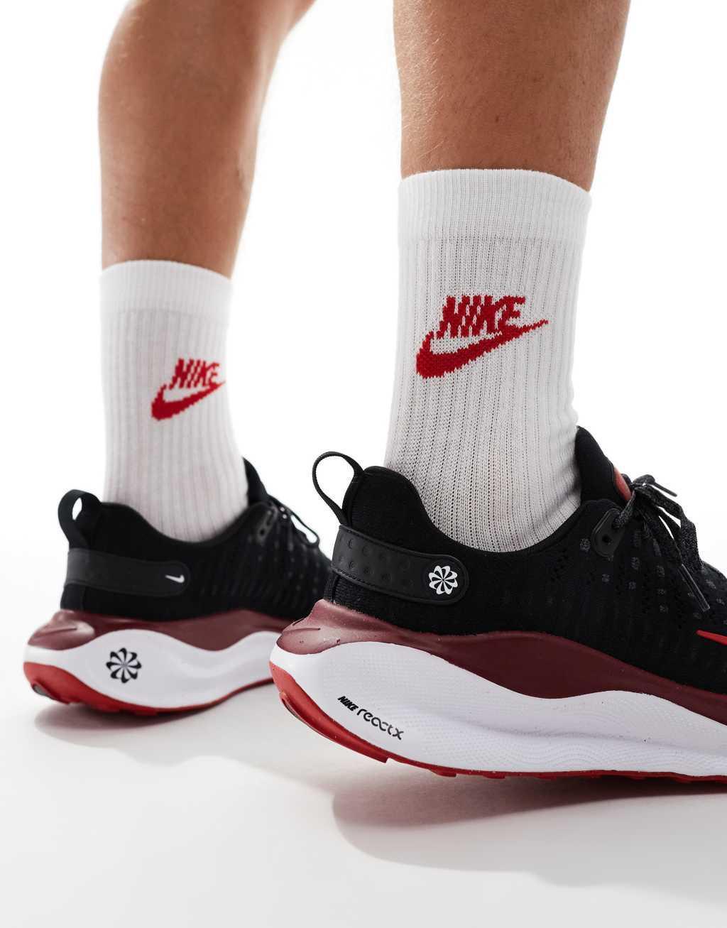 Nike Running Reactx Infinity Run sneakers in black and red Product Image