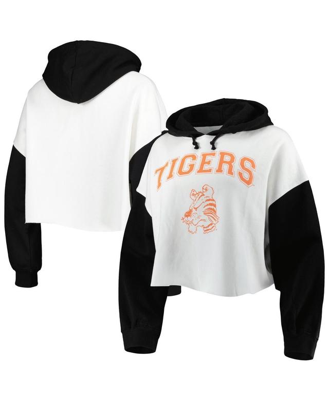 Womens Gameday Couture White Distressed Clemson Tigers Good Time Color Block Cropped Hoodie - White Product Image