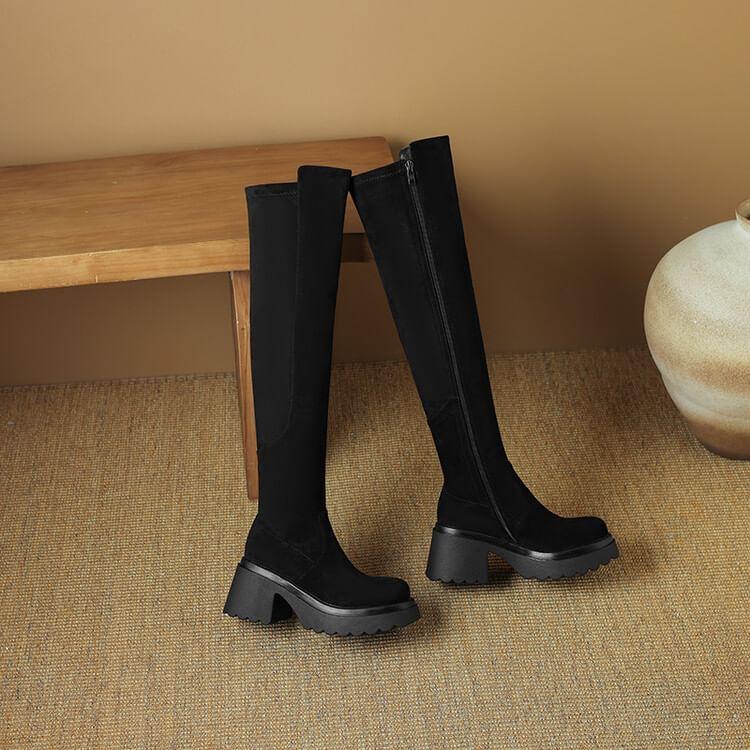 Platform Plain Over-The-Knee Boots Product Image