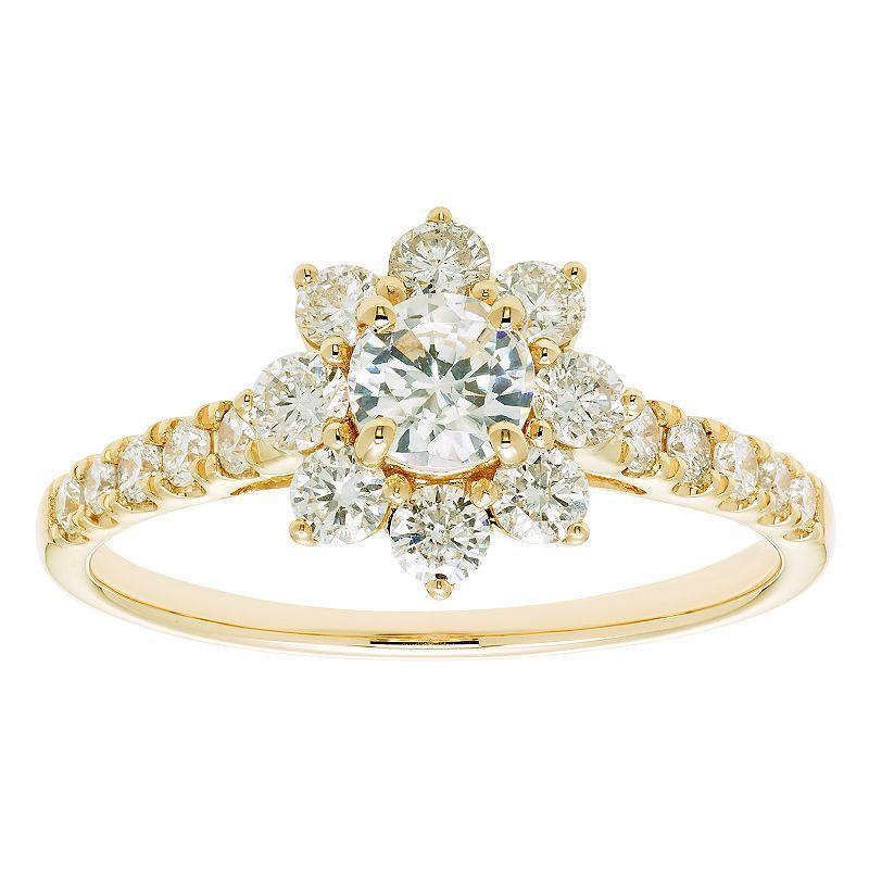 The Regal Collection 14k Gold 1 Carat T.W. IGL Certified Diamond Flower Ring, Womens Product Image