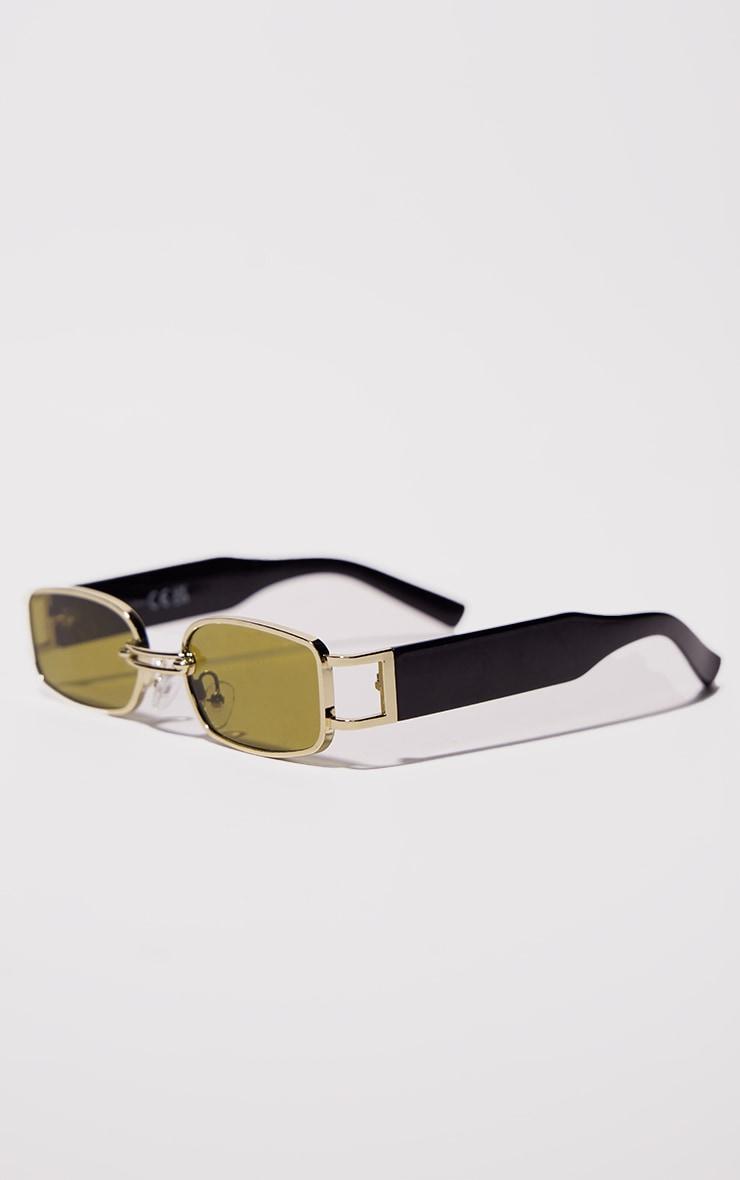 Green Frame Slim Square Chunky Sunglasses Product Image