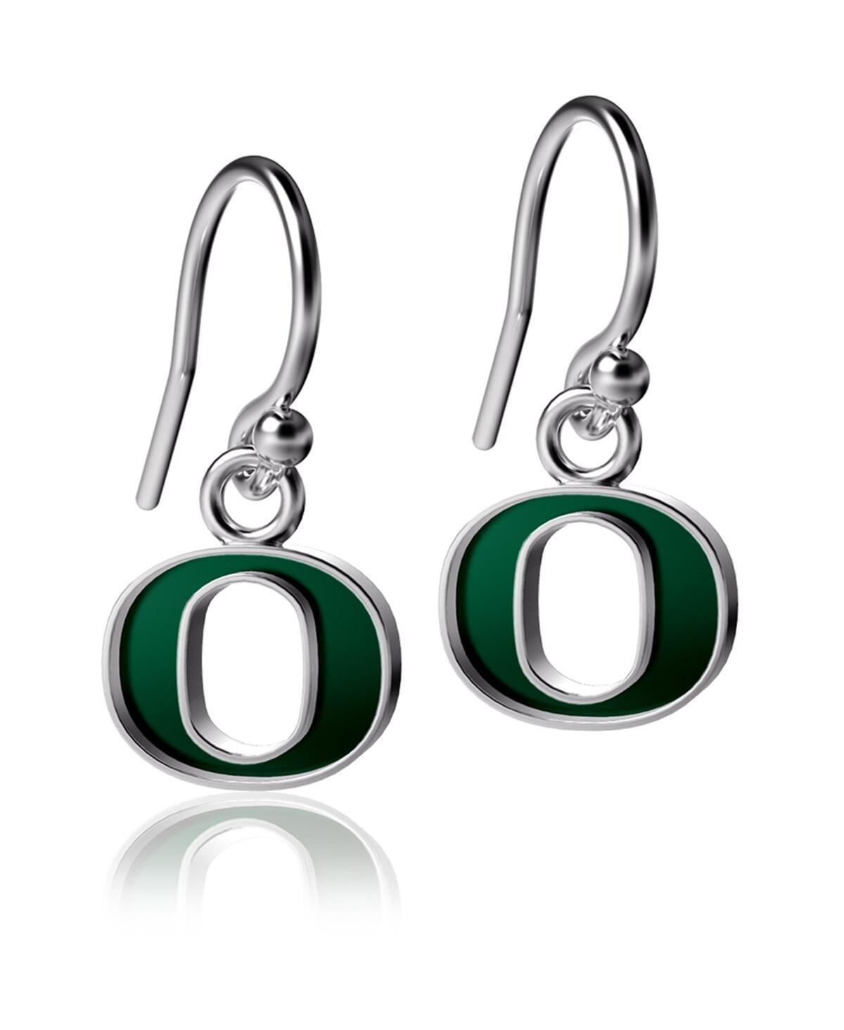 Womens Dayna Designs Oregon Ducks Silver-Tone Enamel Dangle Earrings Product Image