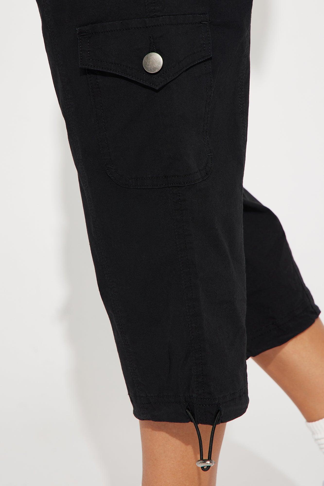 Trouble Free Cargo Capri - Black Product Image