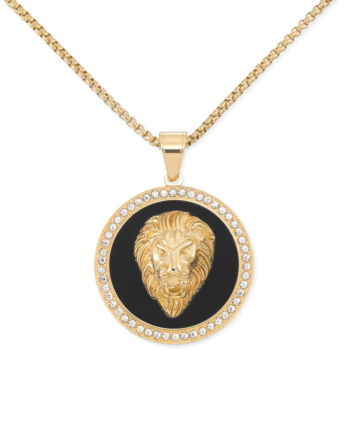 Legacy for Men by Simone I. Smith Black Agate & Lion Head 24 Pendant Necklace in Gold-Tone Ion-Plated Stainless Steel Product Image