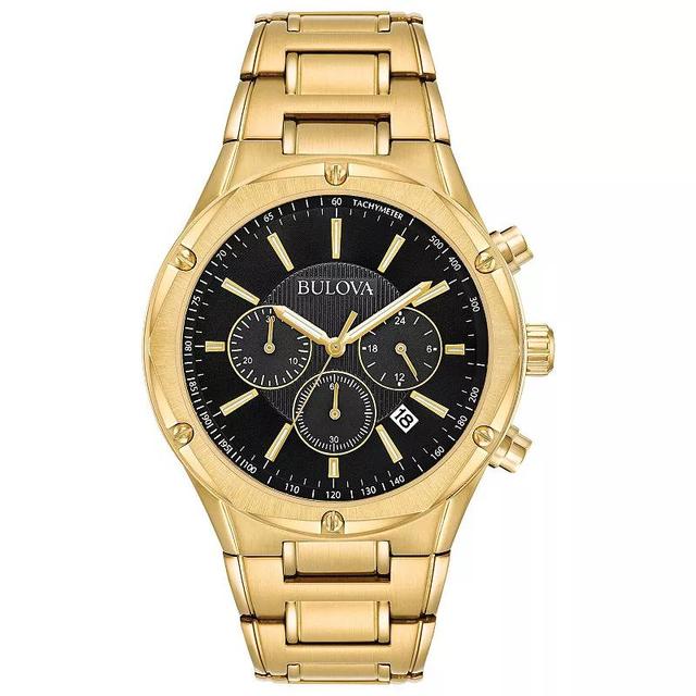 Bulova Mens Classic Gold Tone Stainless Steel Chronograph Bracelet Watch - 97B161 Gold Silver Product Image