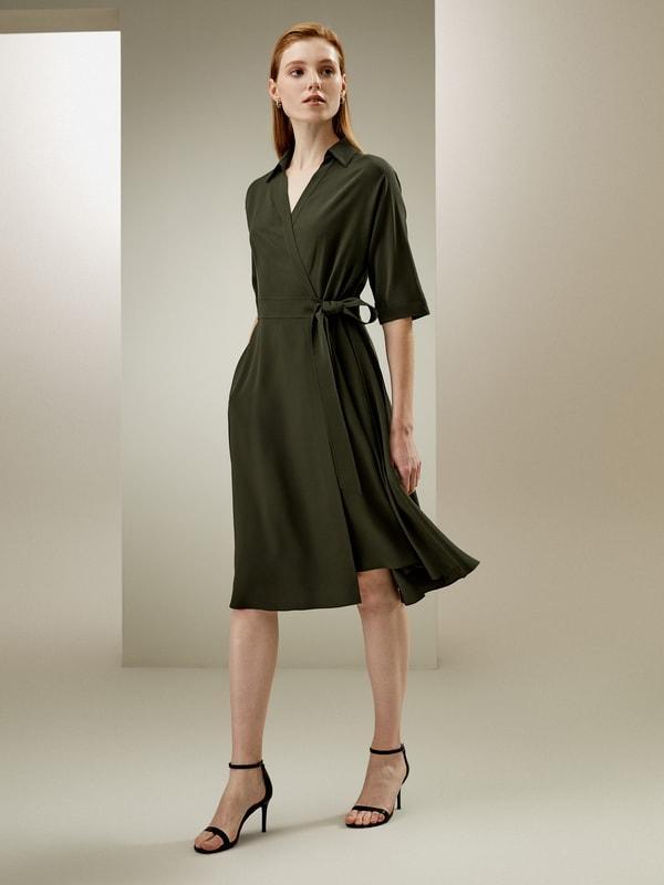 Front Tie Wrap Dress Product Image