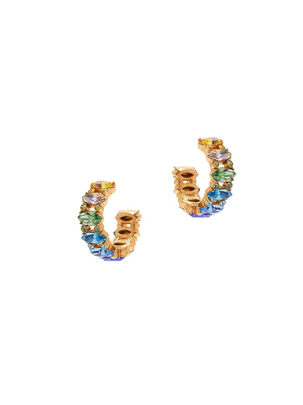 Womens Goldtone & Glass Crystal Hoop Earrings Product Image