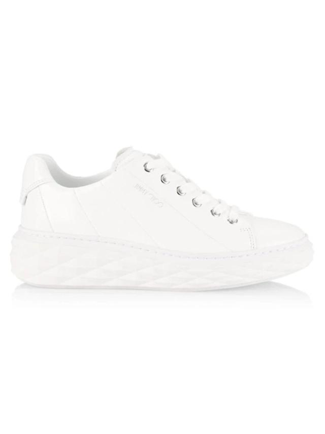 JIMMY CHOO Womens V White Diamond Light Maxi Branded Leather Low-top Trainers Product Image