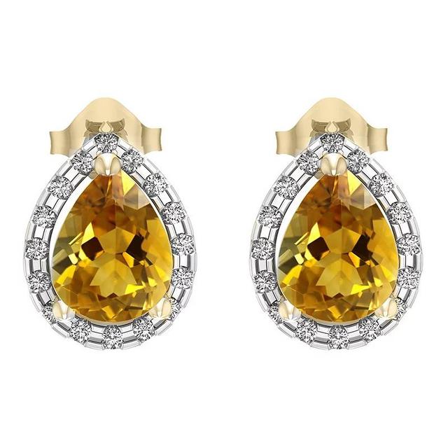 10k Gold Citrine and Diamond Accent Stud Earrings, Womens Product Image