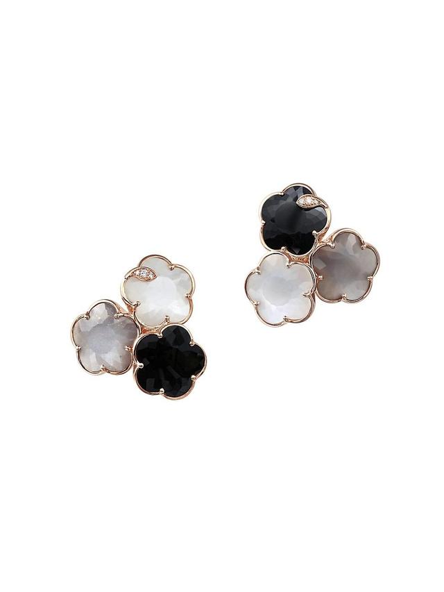 Womens Bouquet Lunaire 18K Rose Gold & Multi-Gemstone Floral Stud Earrings Product Image