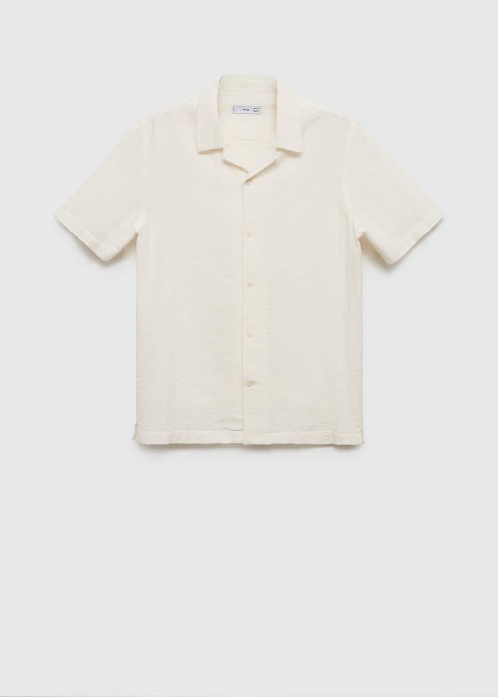 MANGO MAN - Regular fit seersucker cotton shirt off whiteMen Product Image