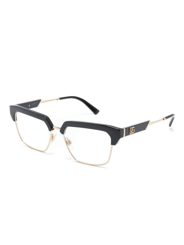 Logo-plaque Clubmaster-frame Glasses In Black Product Image