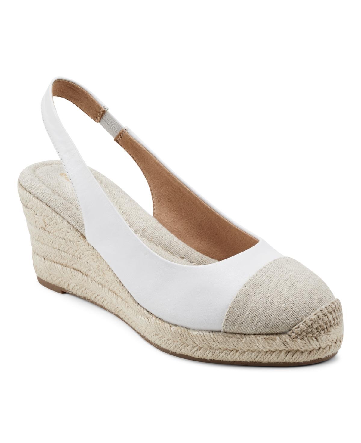 Easy Spirit Womens Margie Slingback Espadrille Wedges - White Leather Product Image