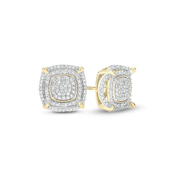 Men's 1/4 CT. T.w. Composite Diamond Double Cushion Frame Stud Earrings in 10K Gold Product Image