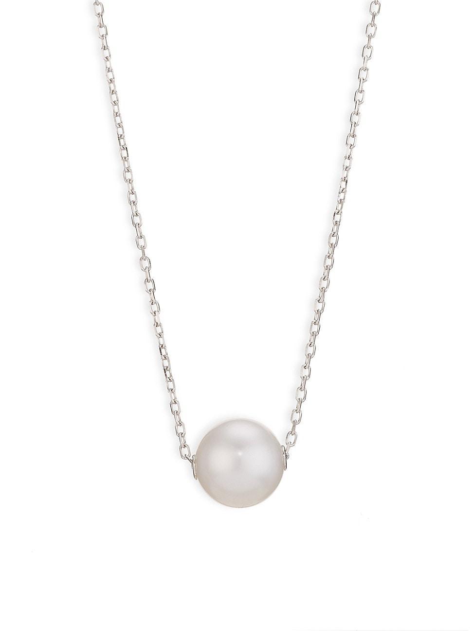 Womens 18K White Gold & 10MM Pearl Pendant Neckace Product Image