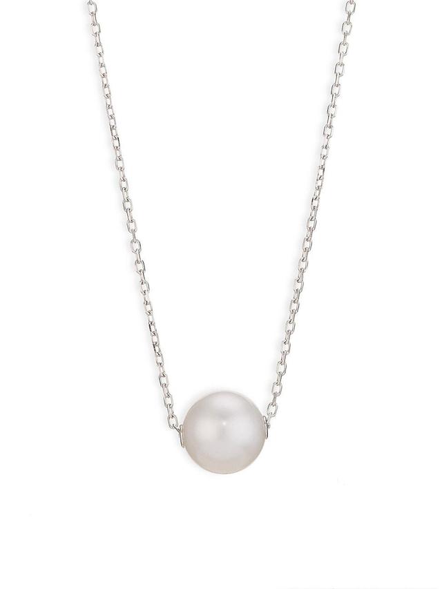 Womens 18K White Gold & 10MM Pearl Pendant Neckace Product Image