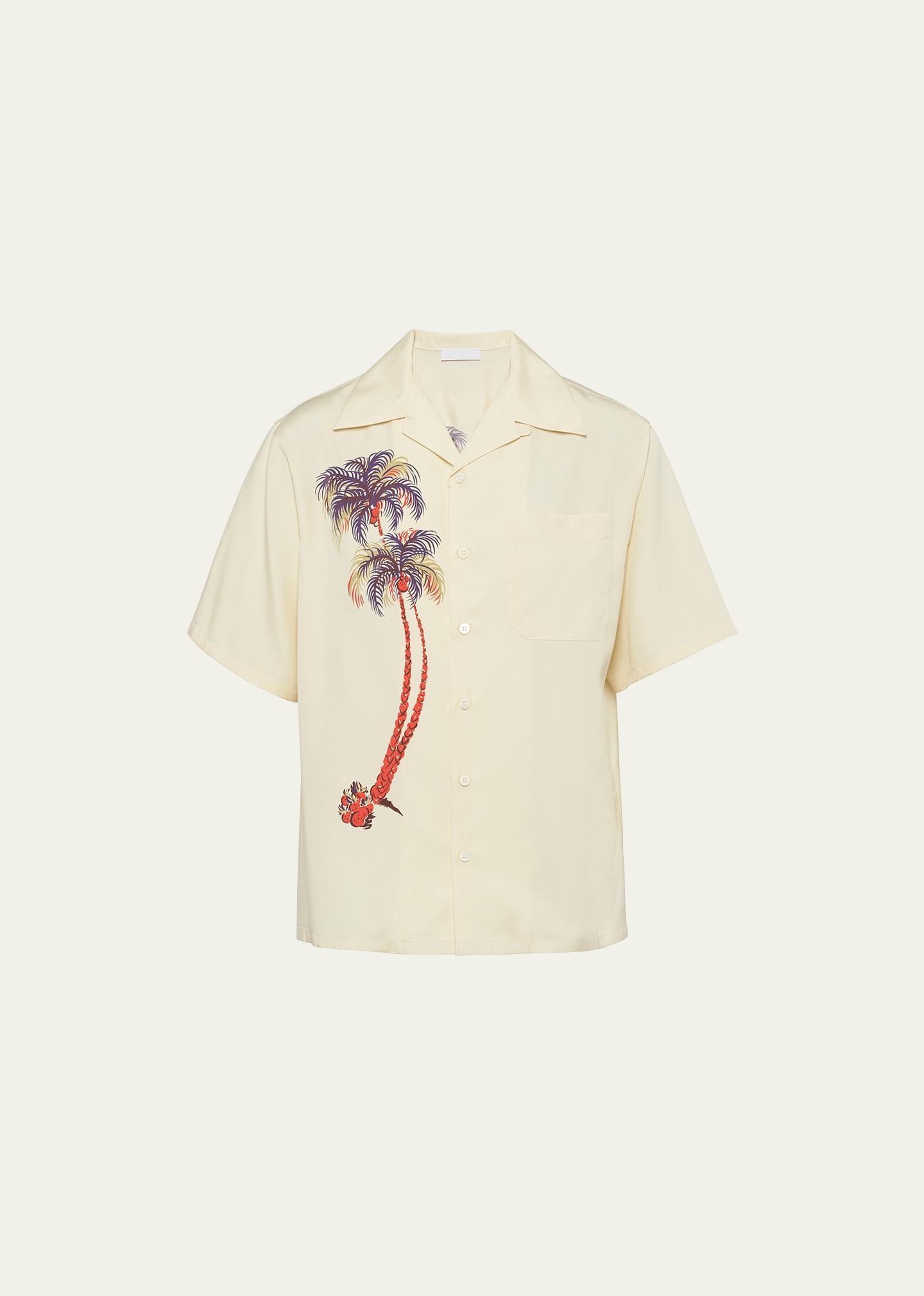 Mens Bowling Shirt with Palm Print Product Image