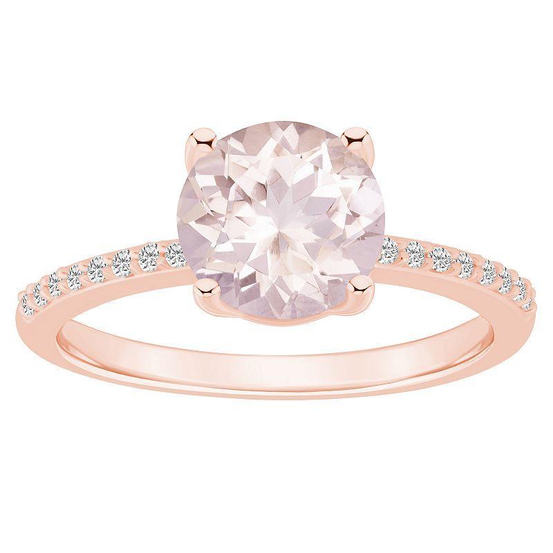 Alyson Layne 14k Rose Gold Round Morganite & 1/10 Carat T.W. Diamond Ring, Womens Product Image