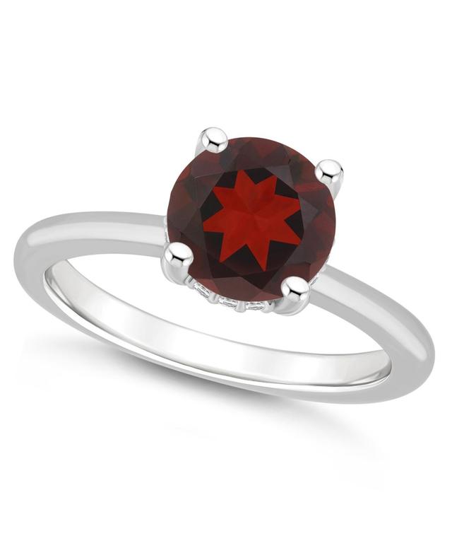 Alyson Layne Sterling Silver 8 mm Round Gemstone & Diamond Accent Ring, Womens Red Product Image