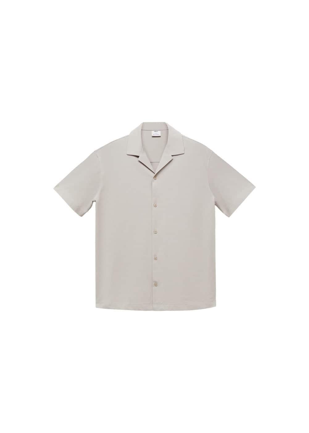 Short sleeved cotton shirt - Men | MANGO USA Product Image