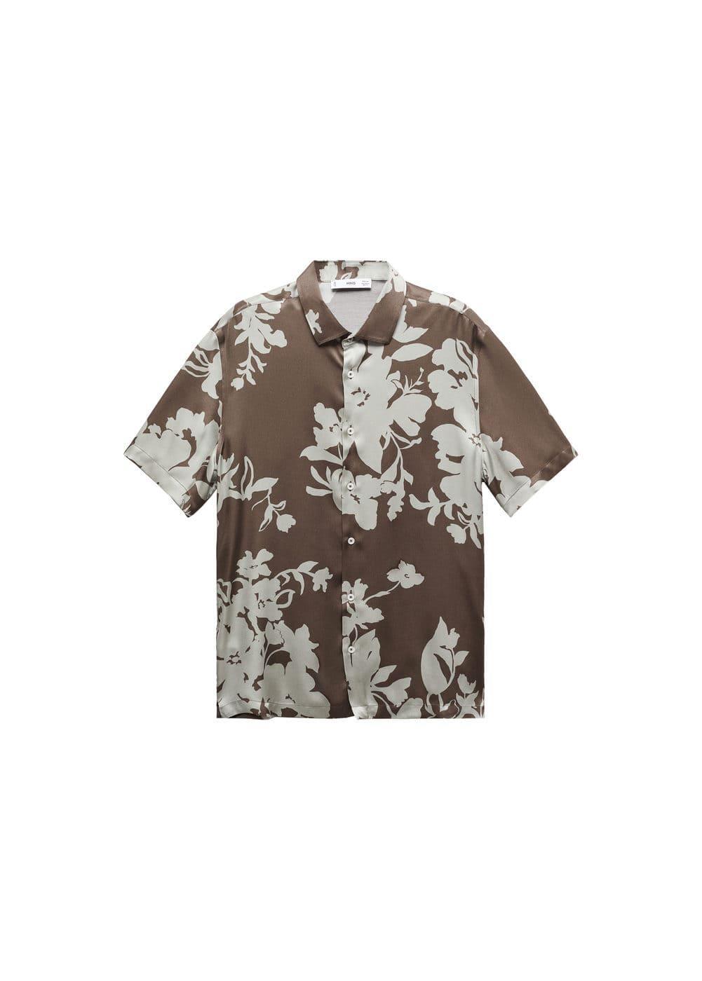 MANGO MAN - Flowy floral print shirt medium brownMen Product Image