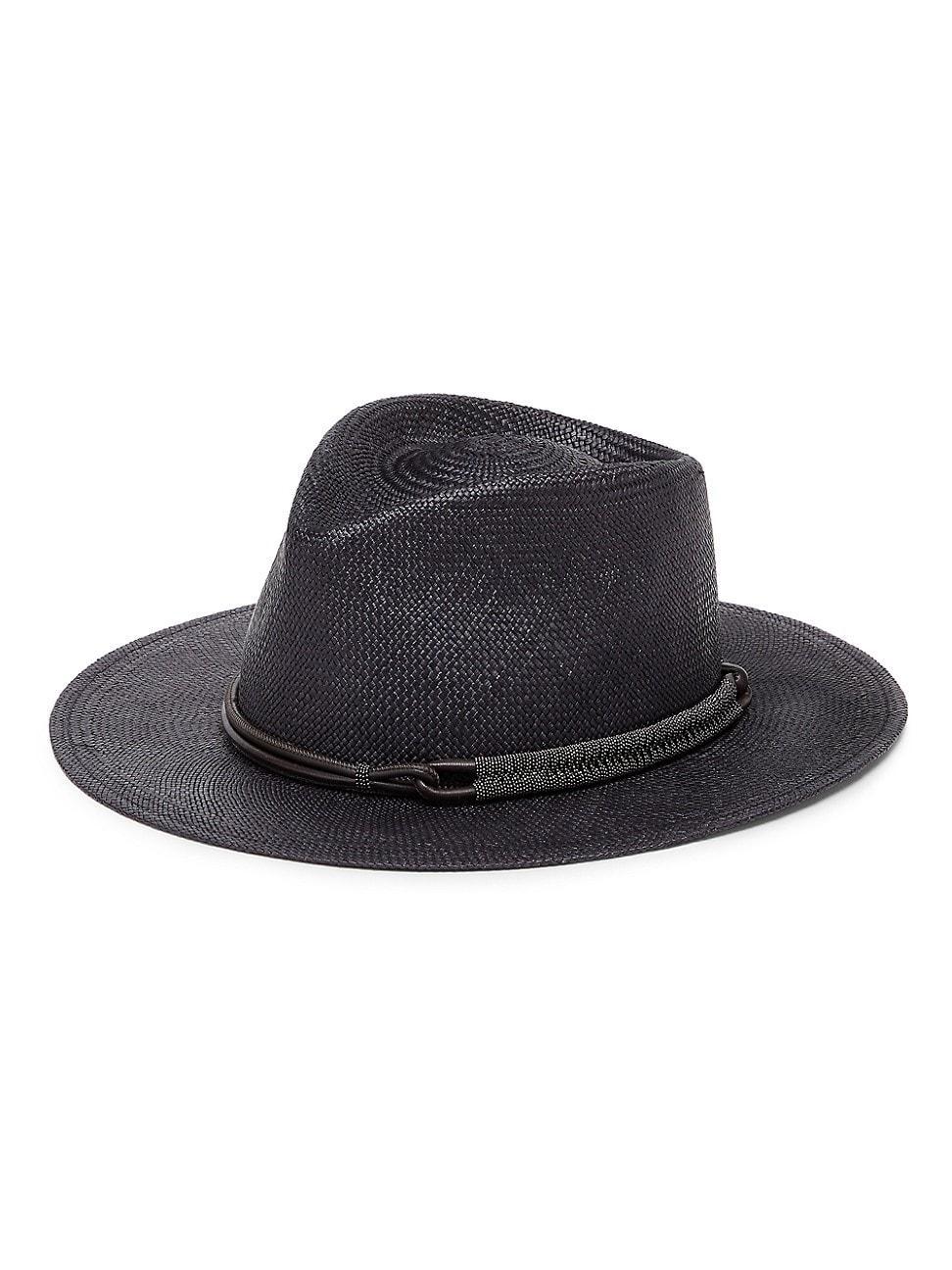 Womens Straw Fedora With Leather And Monili Band Product Image