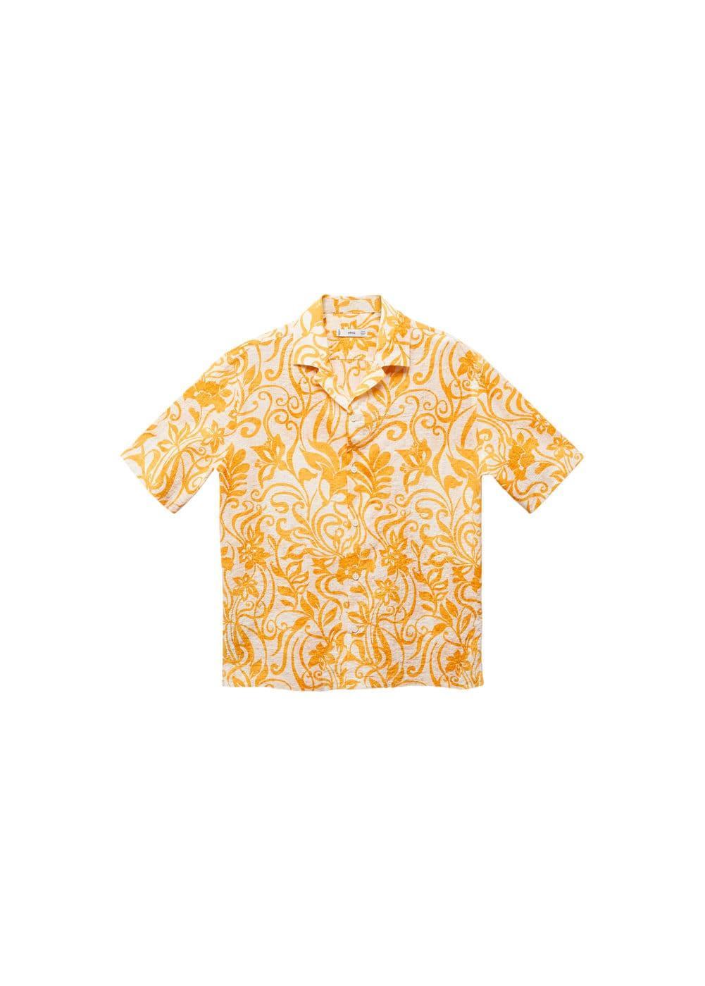 MANGO MAN - Printed texture cotton shirt yellowMen Product Image