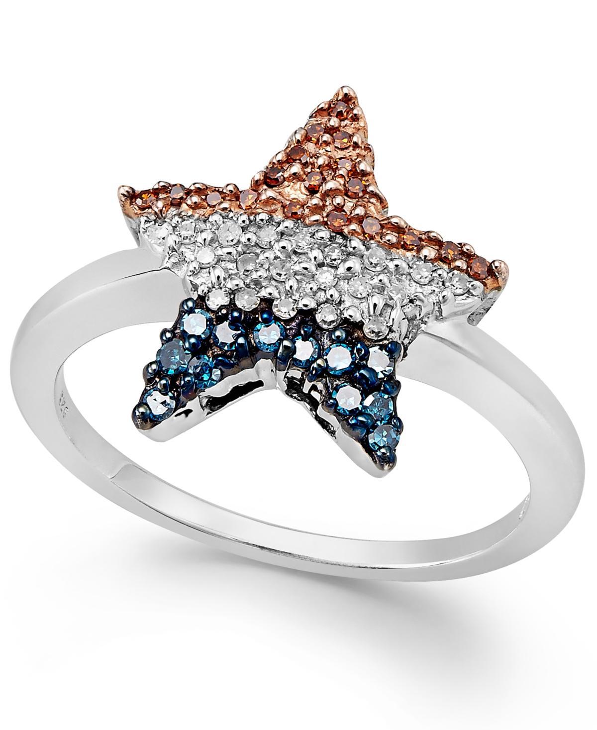 Diamond Flag Star Ring in Sterling Silver (1/4 ct. t.w.) Product Image