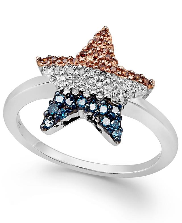 Diamond Flag Star Ring in Sterling Silver (1/4 ct. t.w.) Product Image