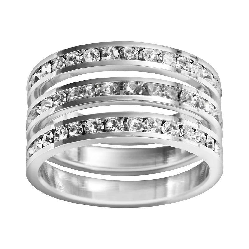 Traditions Jewelry Company Sterling Silver Crystal Eternity Ring Set, Womens White Aqua Product Image