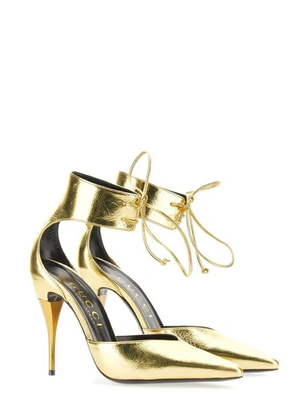 Metallic Effect High Heeled Pumps In Gold Product Image