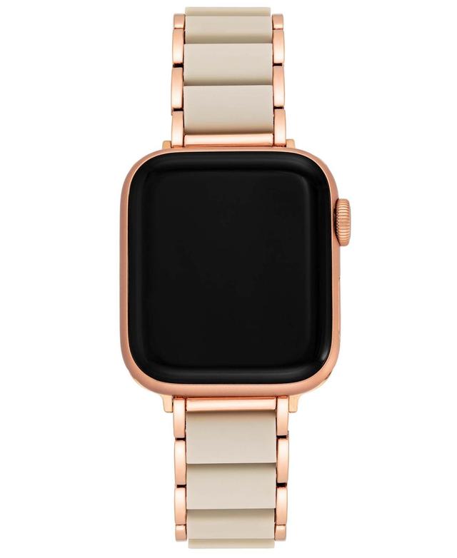 Anne Klein Womens Rose Gold-Tone Alloy and Cream Link Bracelet Compatible with 42/44/45/Ultra/Ultra 2 Apple Watch - Cream Product Image