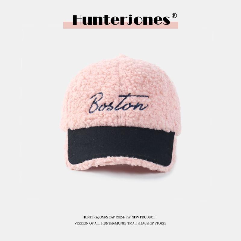 Lettering Embroidered Fleece Baseball Cap Product Image