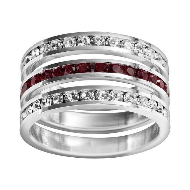 Traditions Jewelry Company Sterling Silver Crystal Eternity Ring Set, Womens Multicolor Product Image