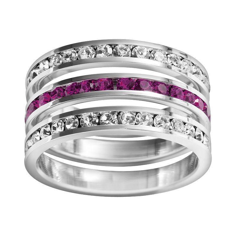 Traditions Jewelry Company Sterling Silver Crystal Eternity Ring Set, Womens Multicolor Product Image