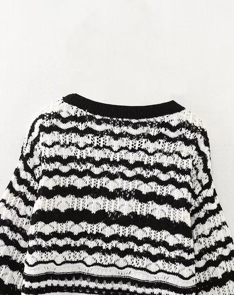 Crew Neck Striped Sweater Product Image