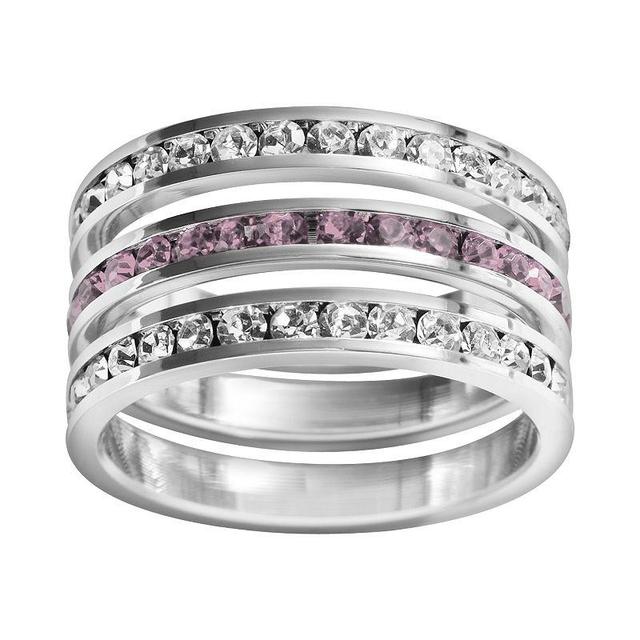 Traditions Jewelry Company Sterling Silver Crystal Eternity Ring Set, Womens White Purple Product Image