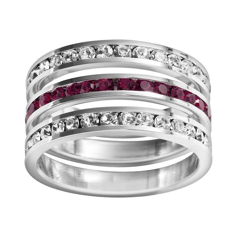 Traditions Jewelry Company Sterling Silver Crystal Eternity Ring Set, Womens Multicolor Product Image